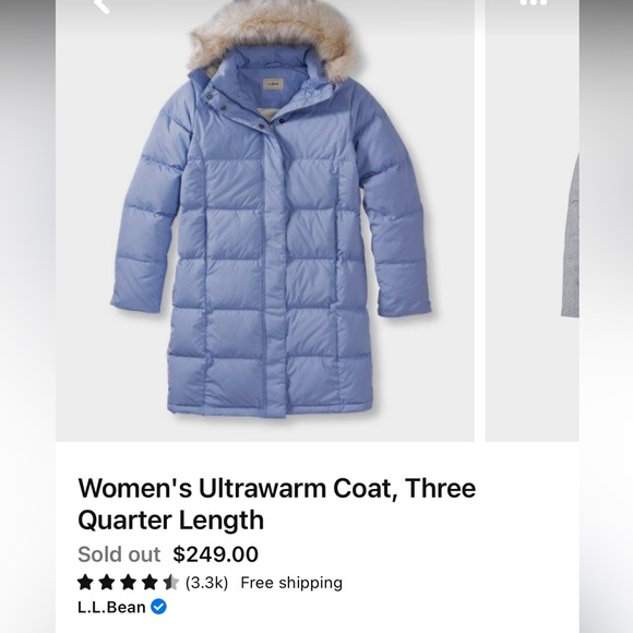 LL Bean Women's Ultrawarm Coat, Three Quarter Length Medium - Picture 8 of 9